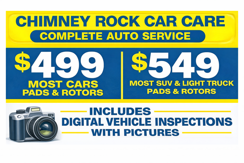 Brake repair special in Houston TX at Chimney Rock Car Care