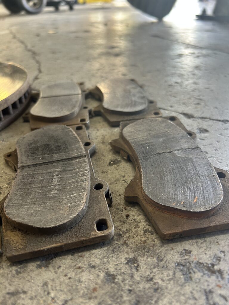 Uneven brake pad wear caused by sticking brake caliper on Toyota 4Runner