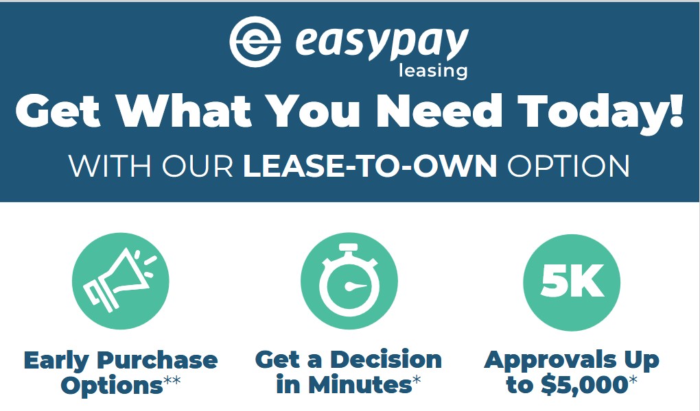 EasyPay lease-to-own financing available at Chimney Rock Car Care in Houston with approval decisions in minutes and financing up to $4,000 for qualified customers.